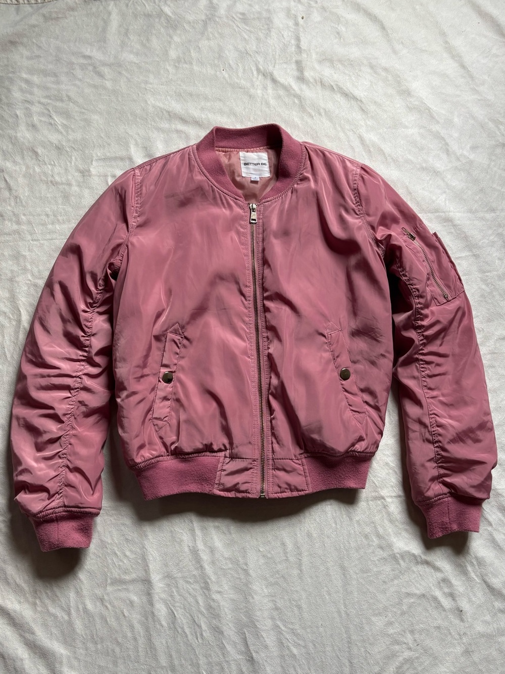 Better Be Rose Pink Bomber Jacket with Zip Front